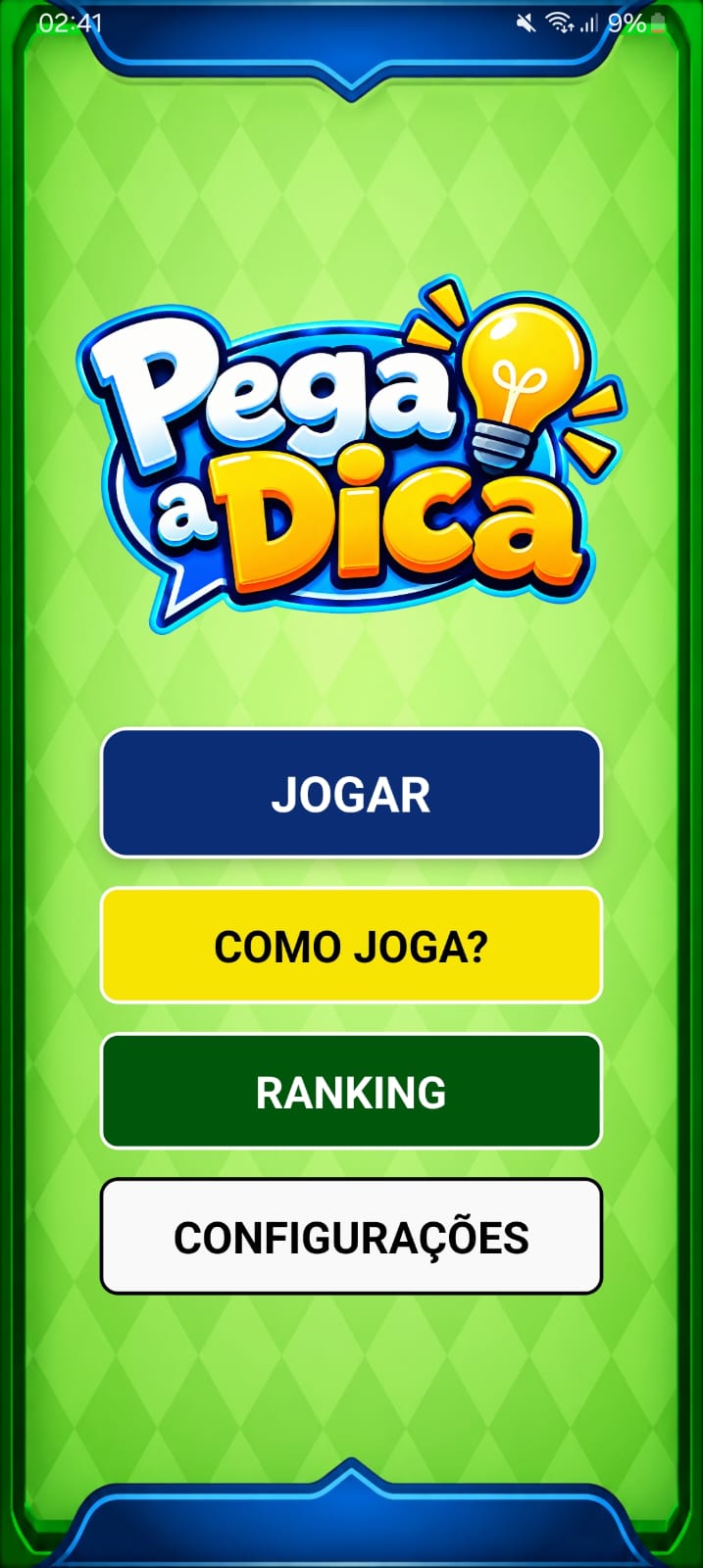 Pega a Dica — tela 1
